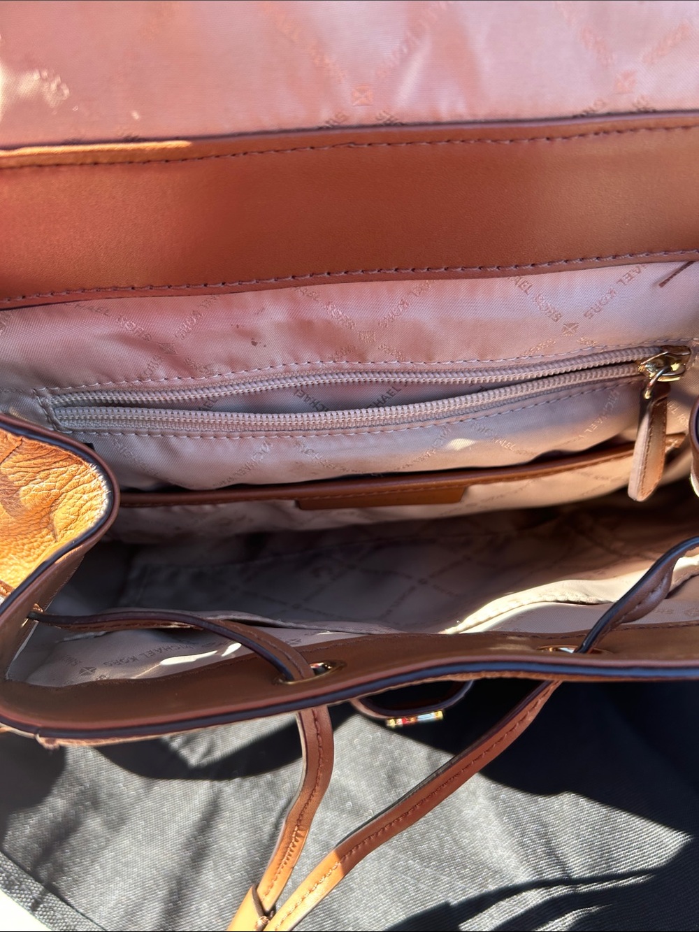 MICHAEL KORS Cognac Pebbled Leather Backpack - Picture 3 of 4